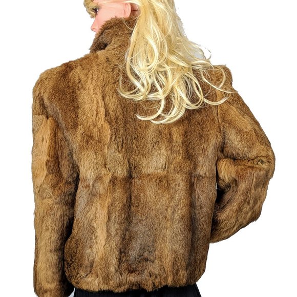 UPWARD 100% Genuine Brown Rabbit Fur Jacket - Picture 2 of 8